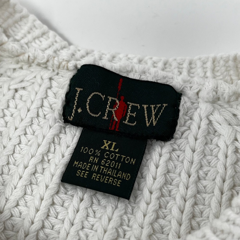 Vintage J.Crew Oarsman Mens XL Heavy Knit Fisherman Sweater Ivory White - Picture 7 of 9